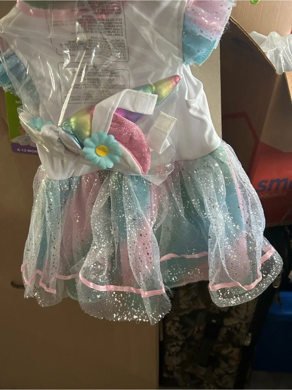 Unicorn Infant Dress & Headband Costume - 6-12 Months - Pastel Pink/Blue